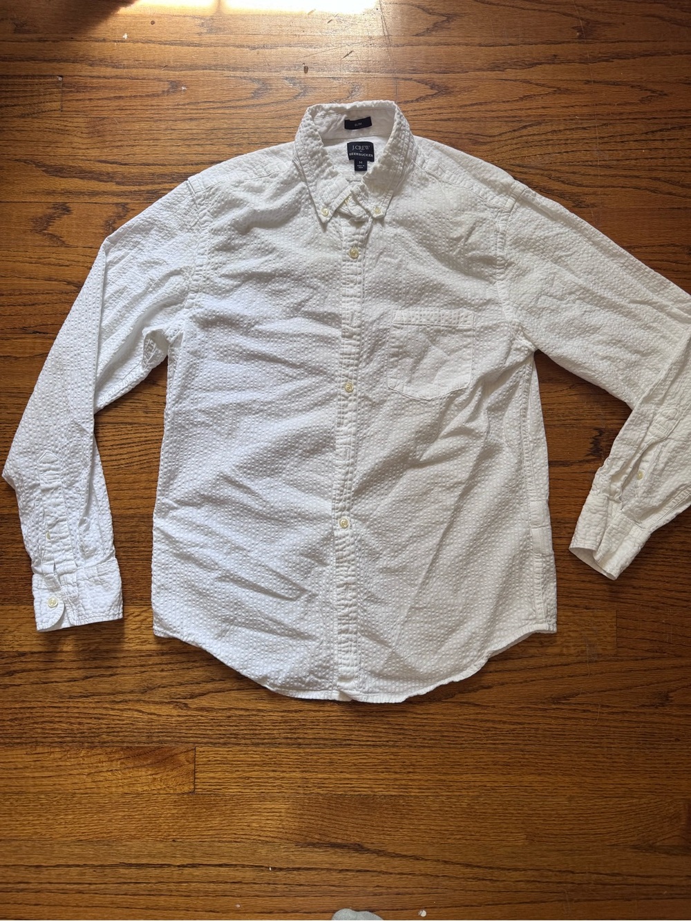 J. Crew White Seersucker Button Down Shirt